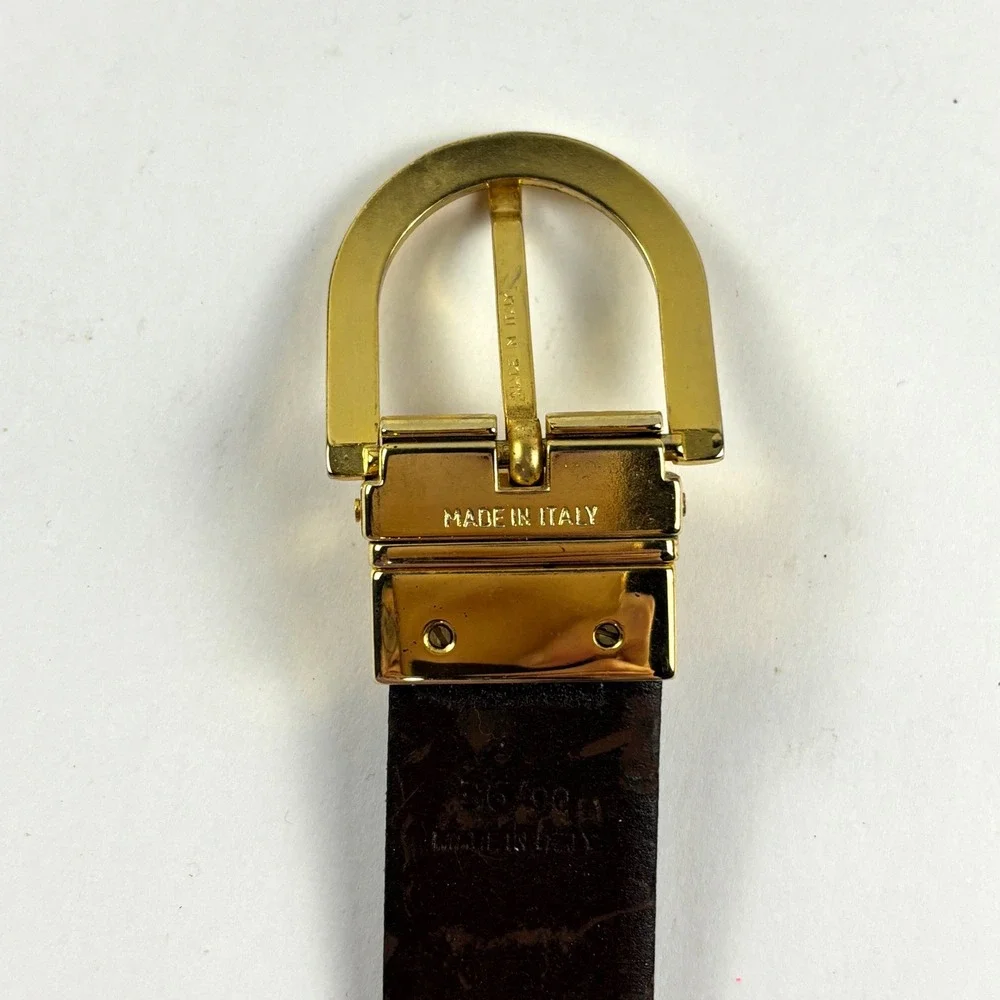 Geoffrey Beene Belt Mens 36 Black Gold Buckle Italy Dress